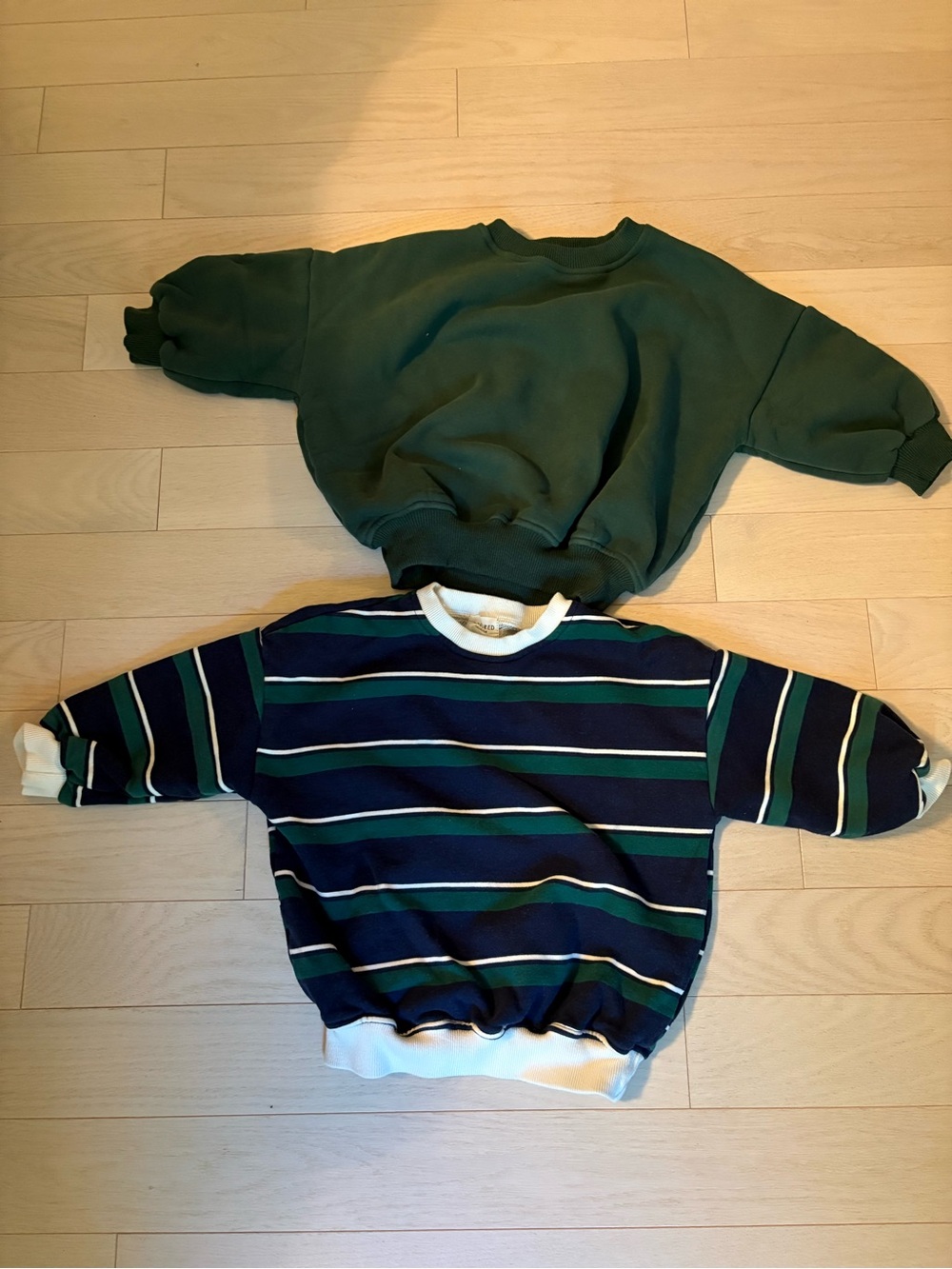 Fostered Collection Kids Crewneck Sweatshirts - Green & Navy Striped